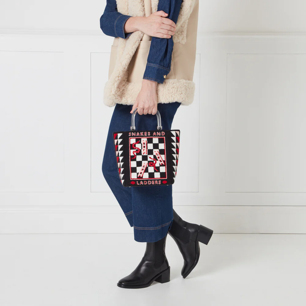 BLACK SNAKES AND LADDERS BIBI TOTE BAG - Image 5