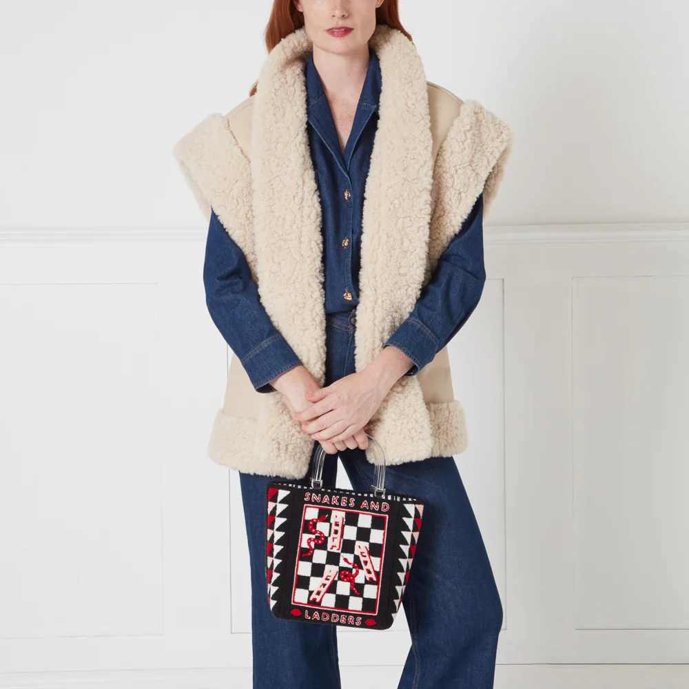 BLACK SNAKES AND LADDERS BIBI TOTE BAG - Image 6