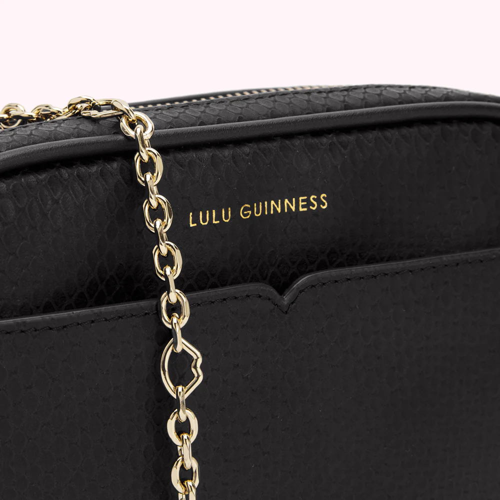 BLACK SNAKE EMBOSSED LEATHER CLARA CROSSBODY BAG - Image 5