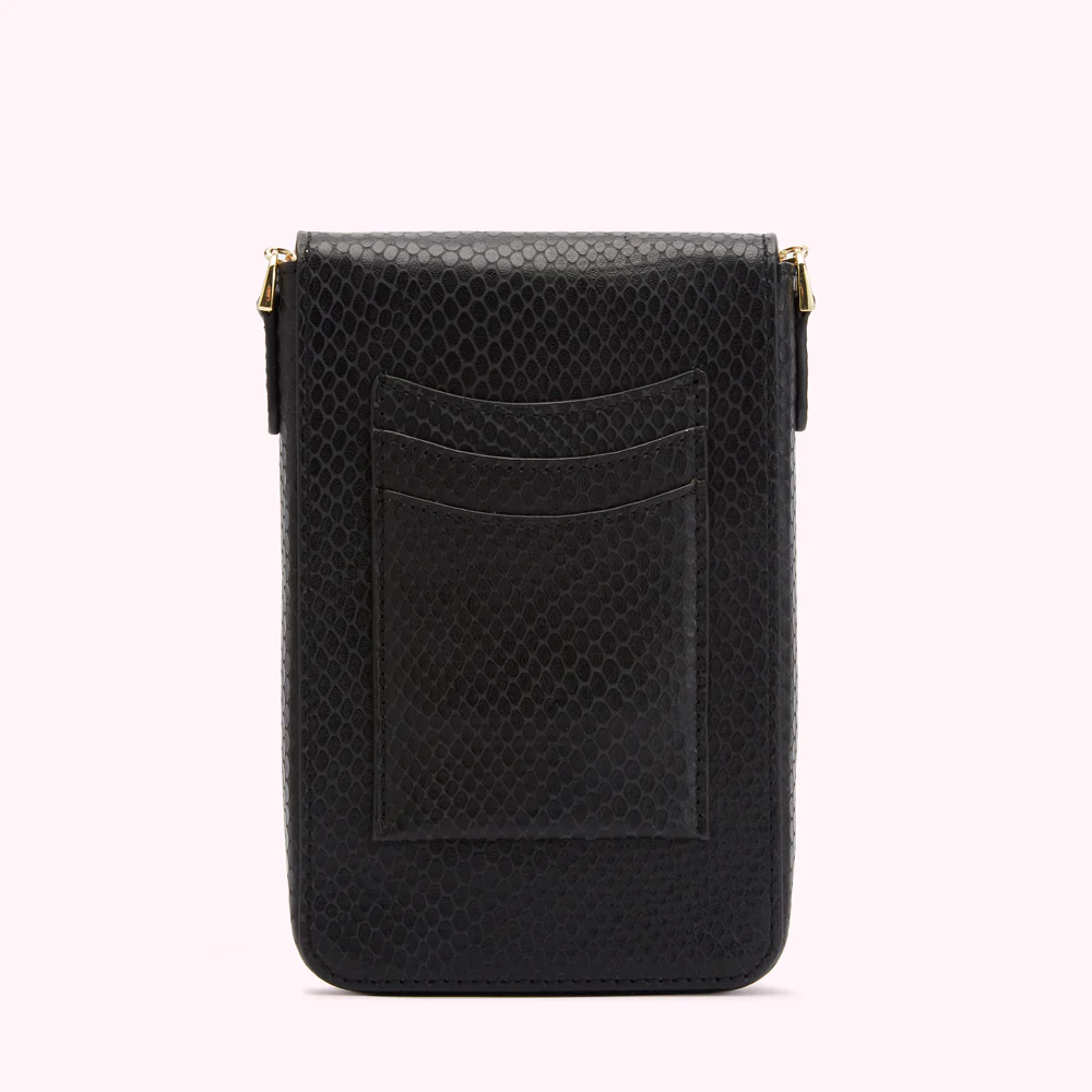 BLACK SNAKE EMBOSSED LEATHER RITA CROSSBODY MINI BAG - Image 2