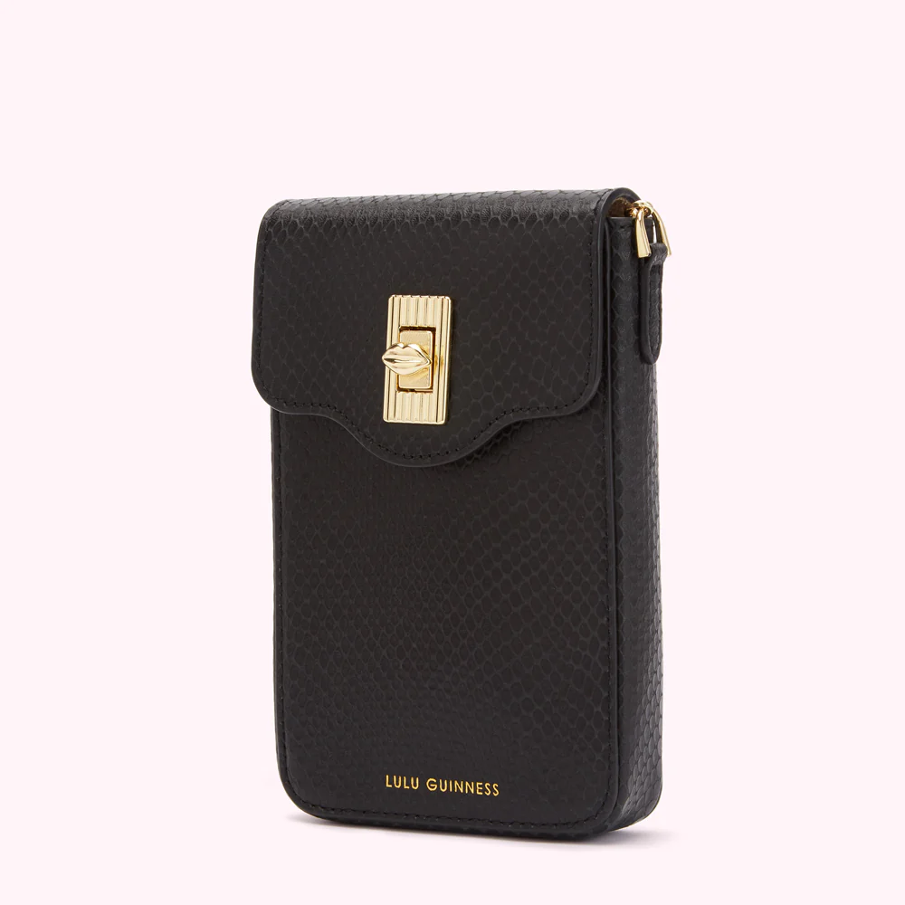 BLACK SNAKE EMBOSSED LEATHER RITA CROSSBODY MINI BAG - Image 3