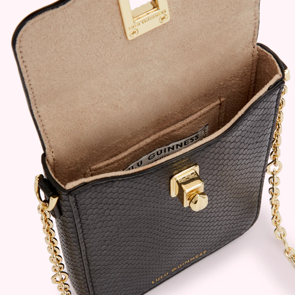 BLACK SNAKE EMBOSSED LEATHER RITA CROSSBODY MINI BAG - Image 4