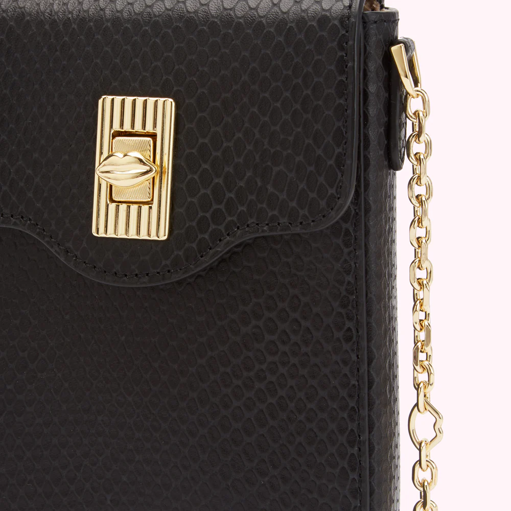 BLACK SNAKE EMBOSSED LEATHER RITA CROSSBODY MINI BAG - Image 5
