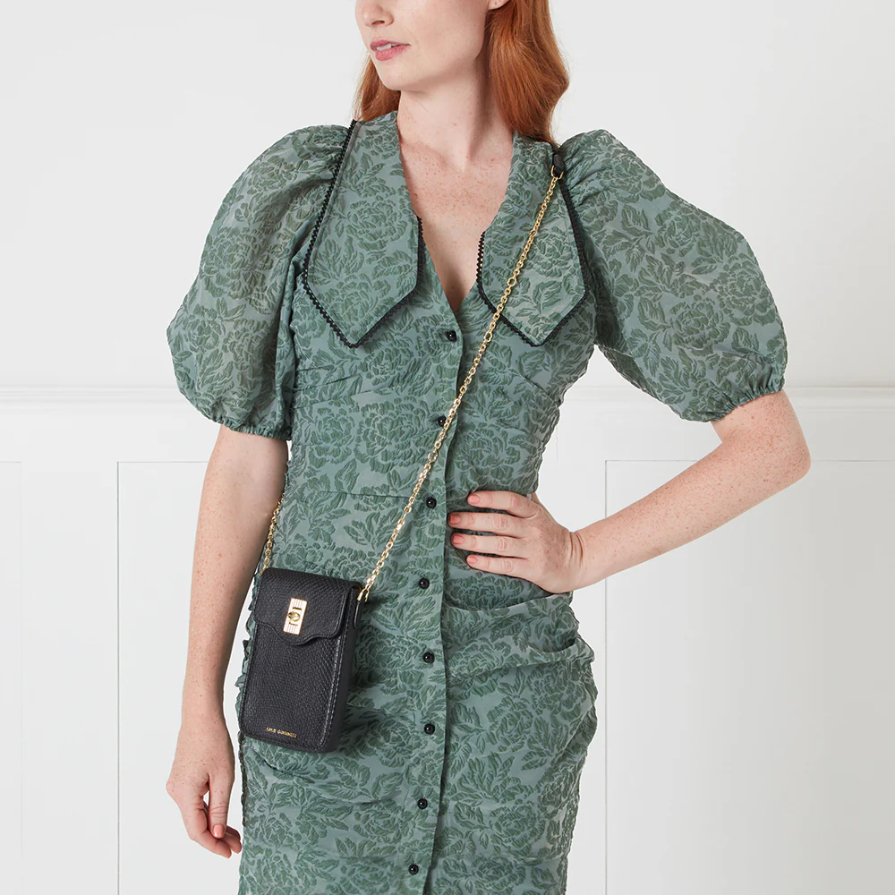 BLACK SNAKE EMBOSSED LEATHER RITA CROSSBODY MINI BAG - Image 7