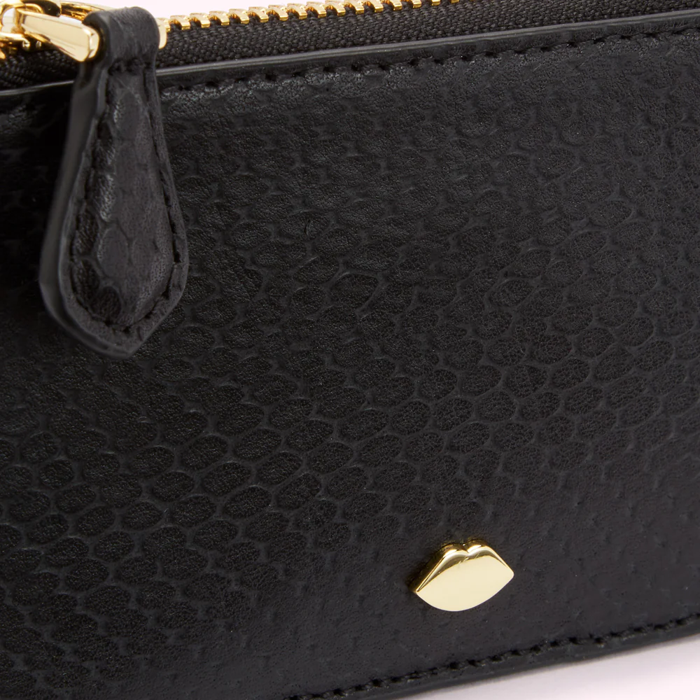 BLACK SNAKE EMBOSSED LEATHER LIP PIN LEAH WALLET - Image 3