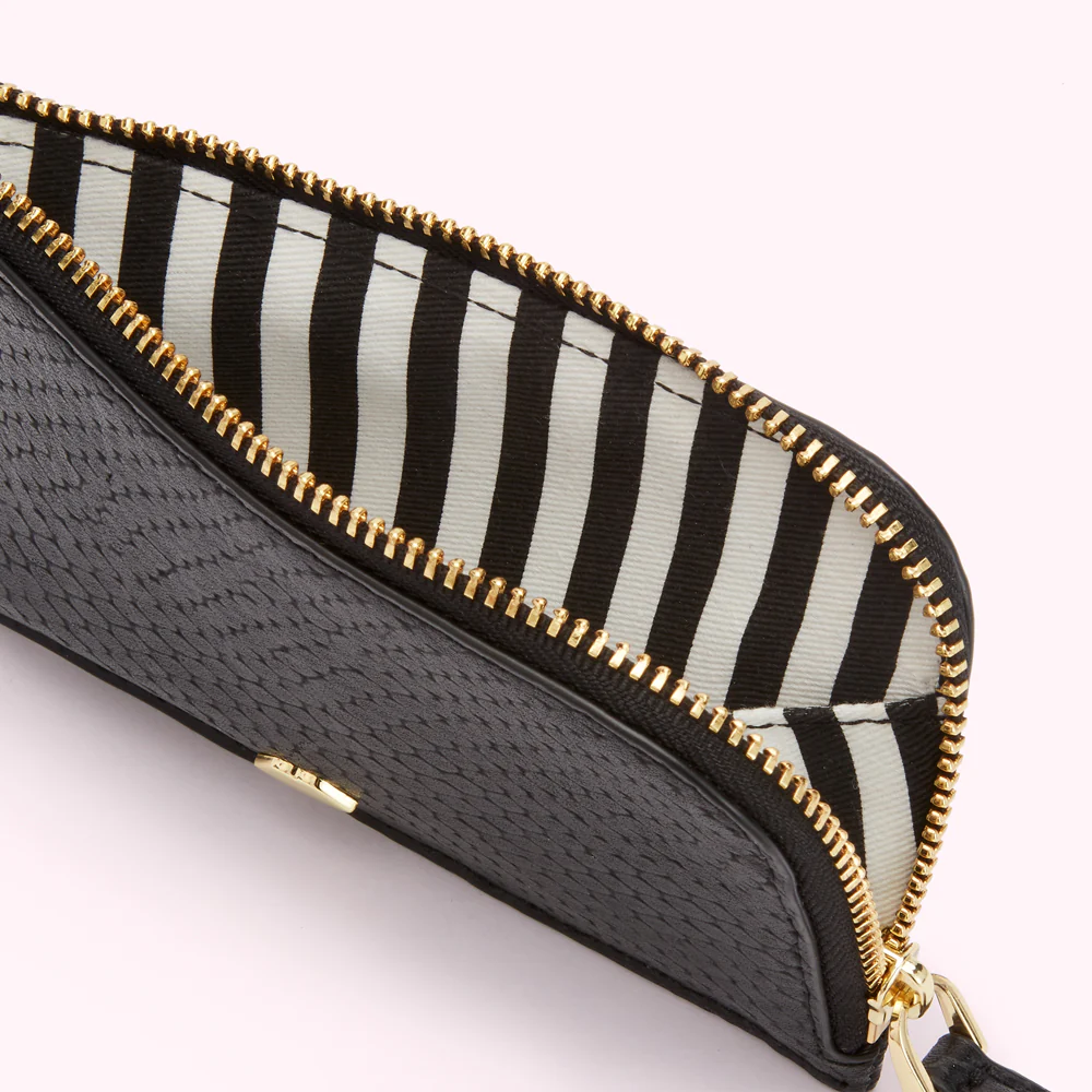 BLACK SNAKE EMBOSSED LEATHER LIP PIN LEAH WALLET - Image 4