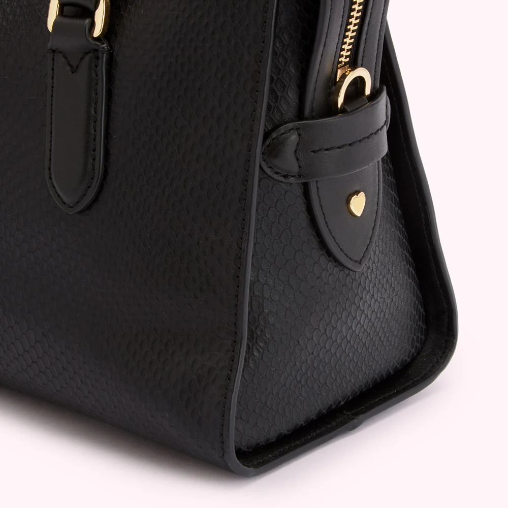 BLACK MEDIUM SNAKE EMBOSSED LEATHER DYLAN HANDBAG - Image 5