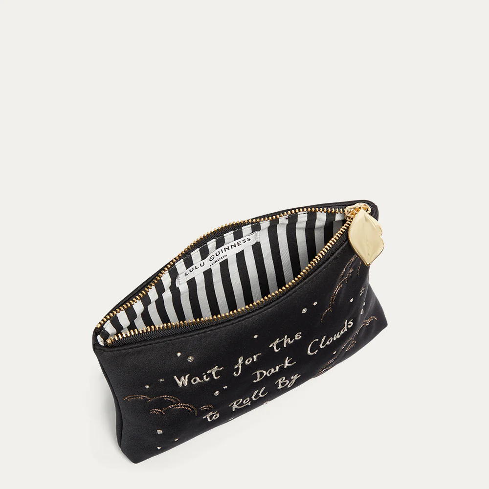 BLACK WAIT FOR THE DARK CLOUDS TO ROLL BY TOP ZIP POUCH - Image 3