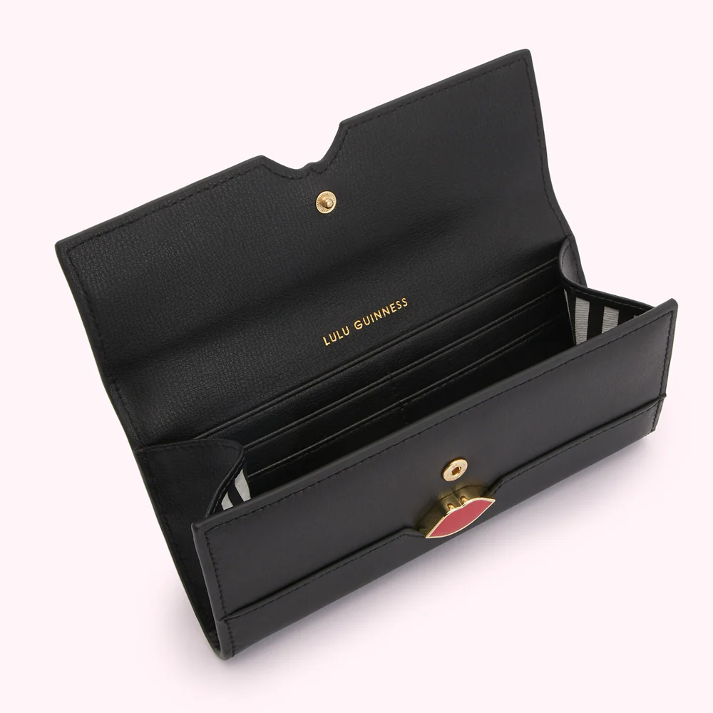 BLACK ENAMEL LIP CORA WALLET - Image 3