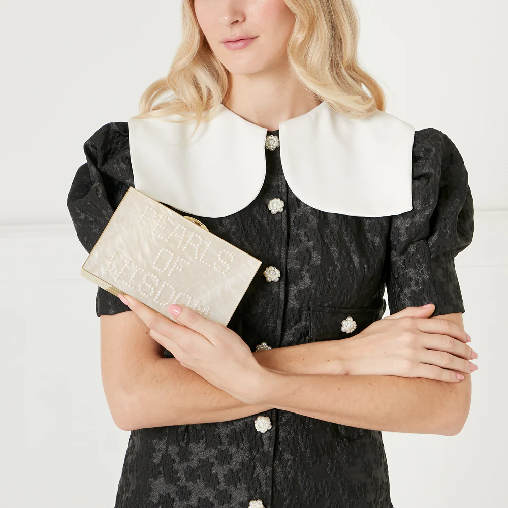 CHALK PEARLS OF WISDOM LIVVY CLUTCH BAG - Image 9