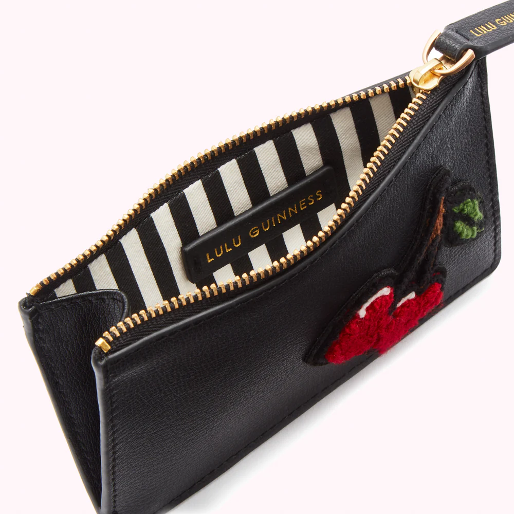 BLACK LEATHER CHERRY LOTTIE POUCH - Image 3