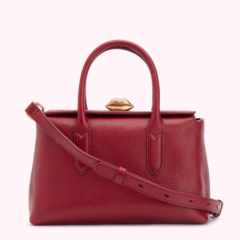 CHINA RED MEDIUM GRAINY LEATHER MADELINE HANDBAG