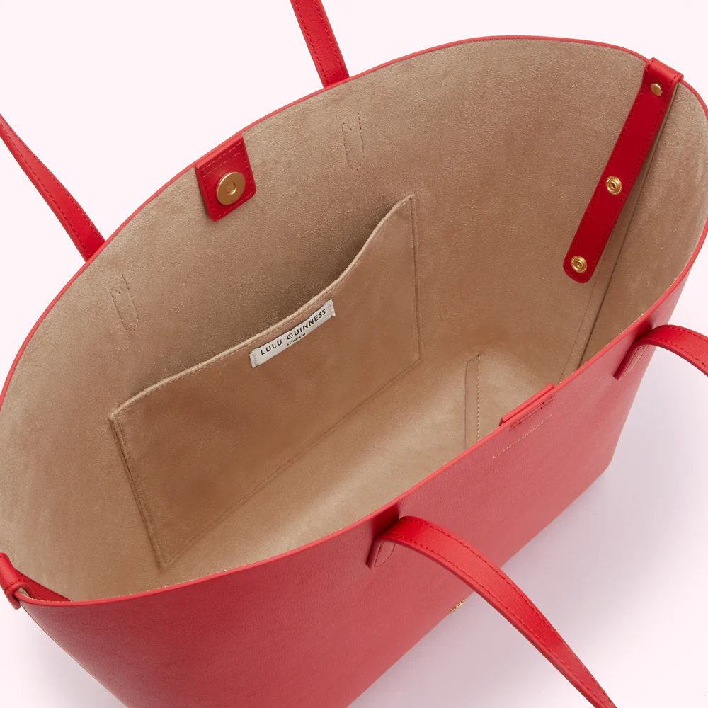 CLASSIC RED LEATHER LARGE IVY TOTE BAG - Image 2