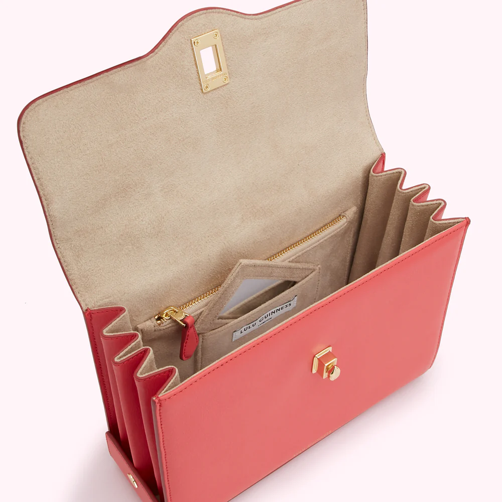 CORAL LARGE LIP TURN LOCK QUEENIE HANDBAG - Image 3