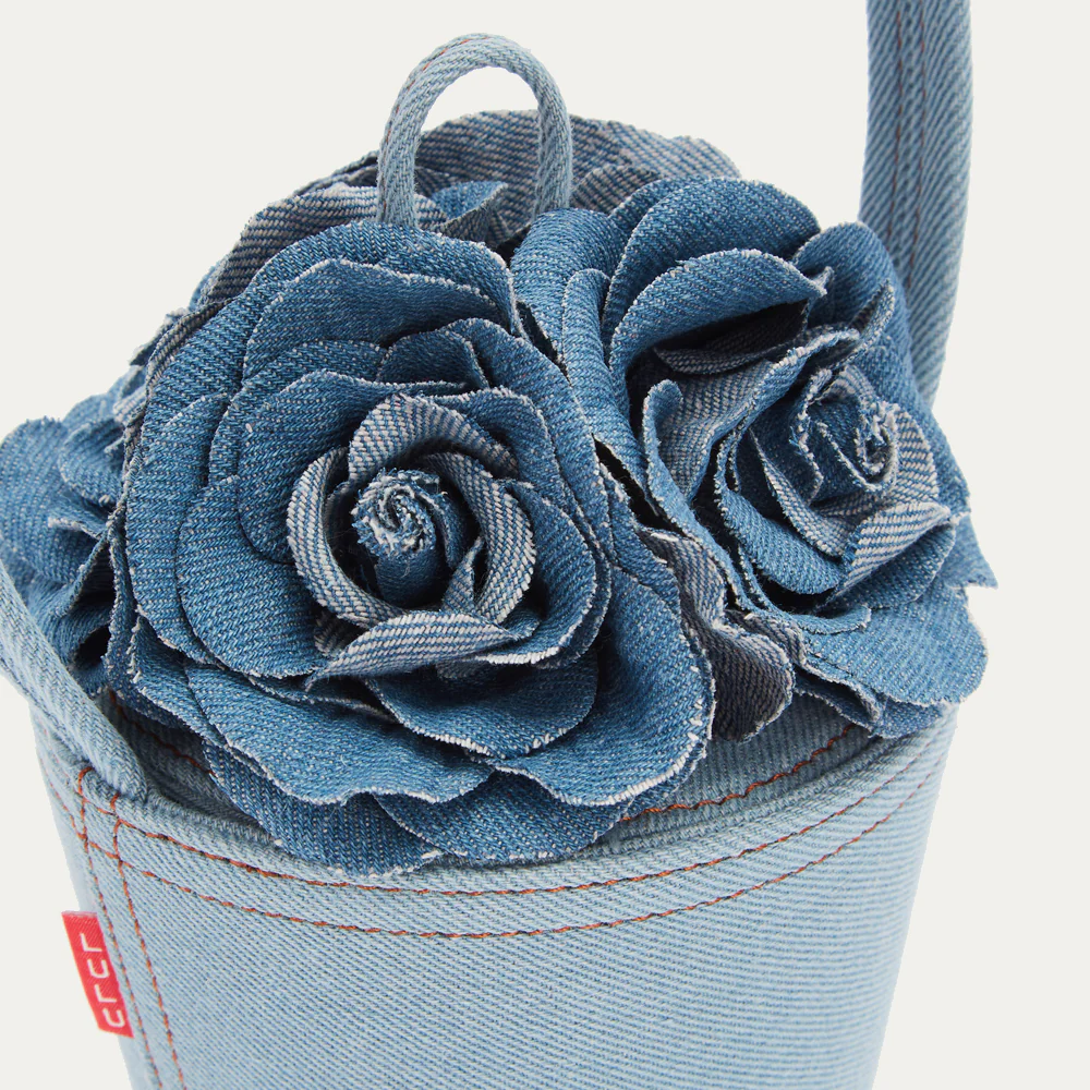 DENIM ROSE BASKET BAG - Image 3