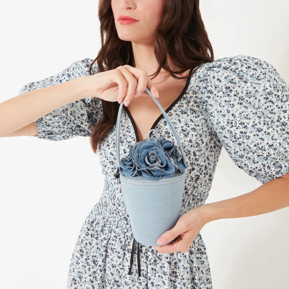 DENIM ROSE BASKET BAG - Image 5
