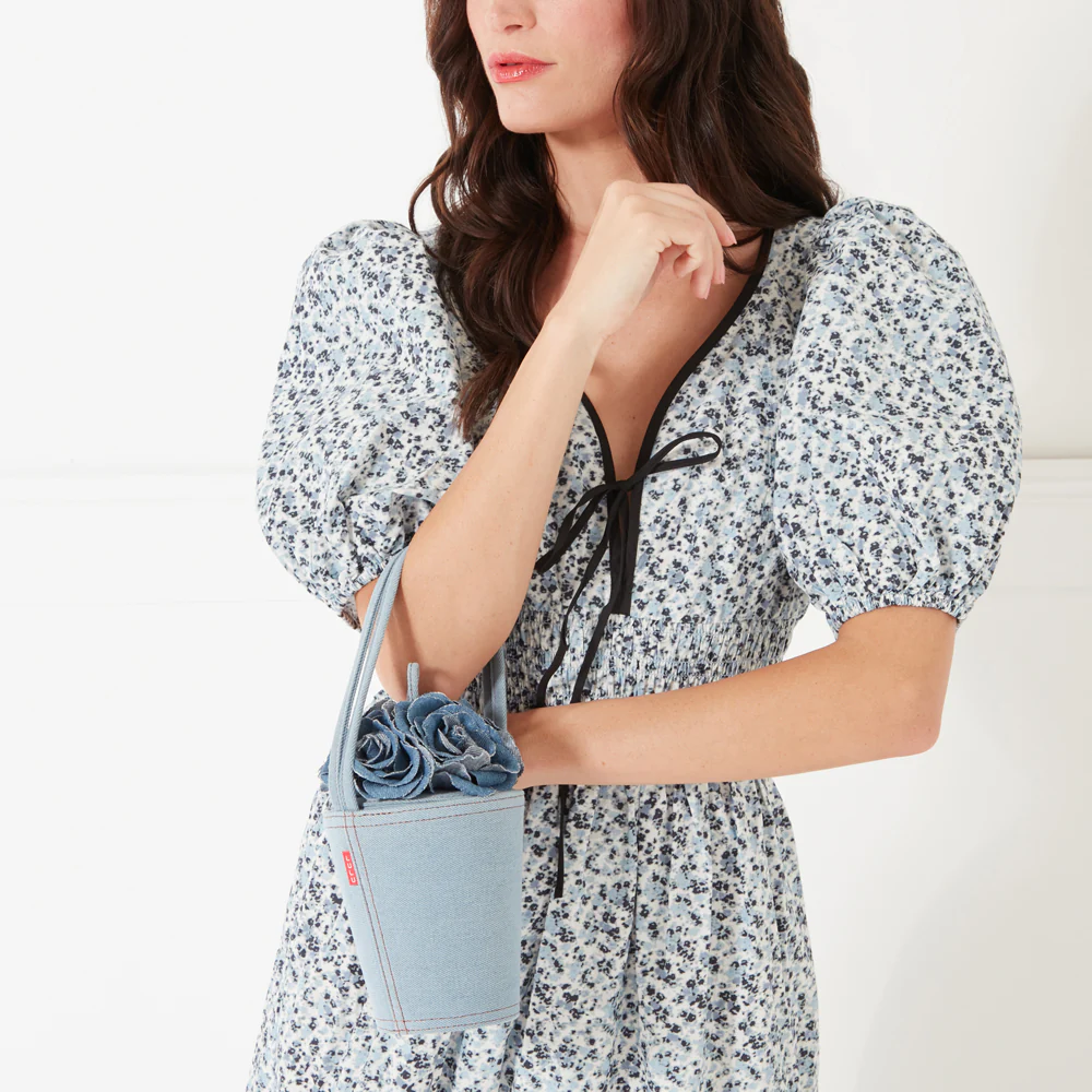 DENIM ROSE BASKET BAG - Image 6