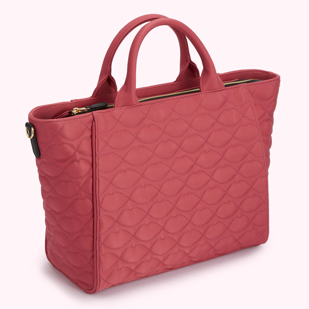 DUSTY PINK QUILTED LIPS CARLY TOTE BAG - Image 2