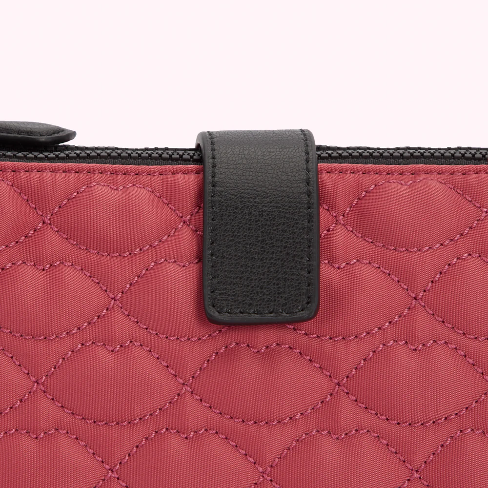 DUSTY PINK QUILTED LIPS DOUBLE MAKEUP BAG - Image 3