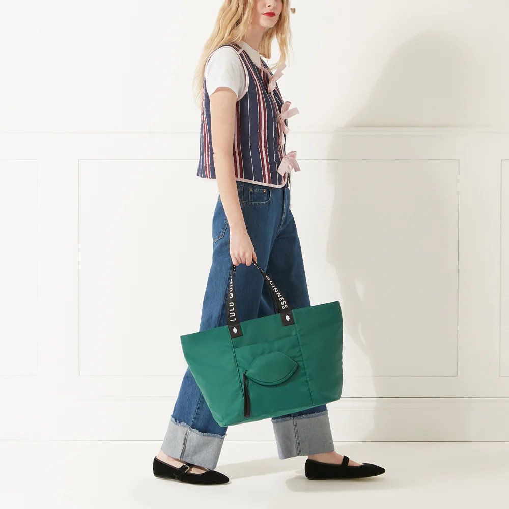 EMERALD GREEN NYLON MACY TOTE BAG - Image 8