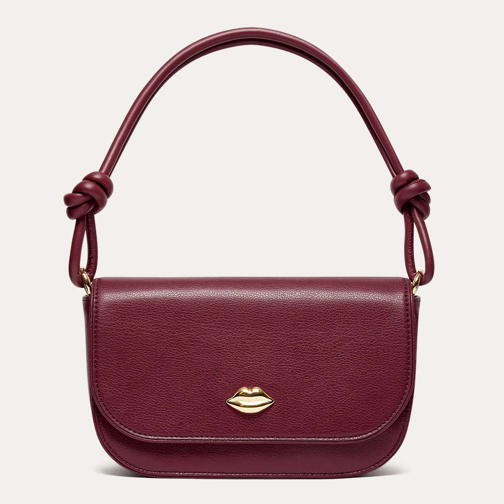 GARNET RED LEATHER CARA CLUTCH BAG