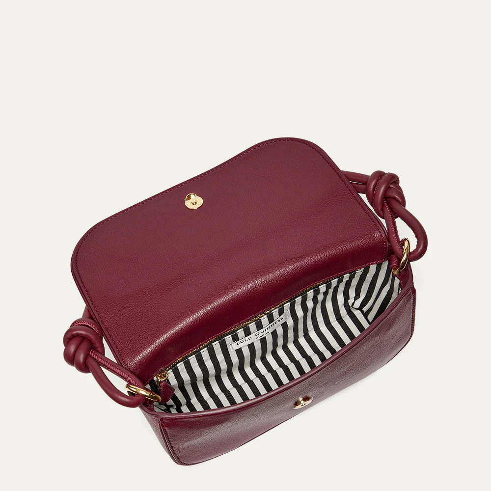 GARNET RED LEATHER CARA CLUTCH BAG - Image 4