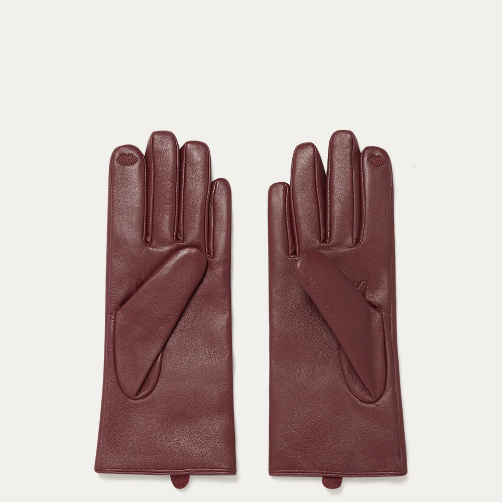 GARNET RED PADDED LIP LEATHER KAI GLOVE - Image 2