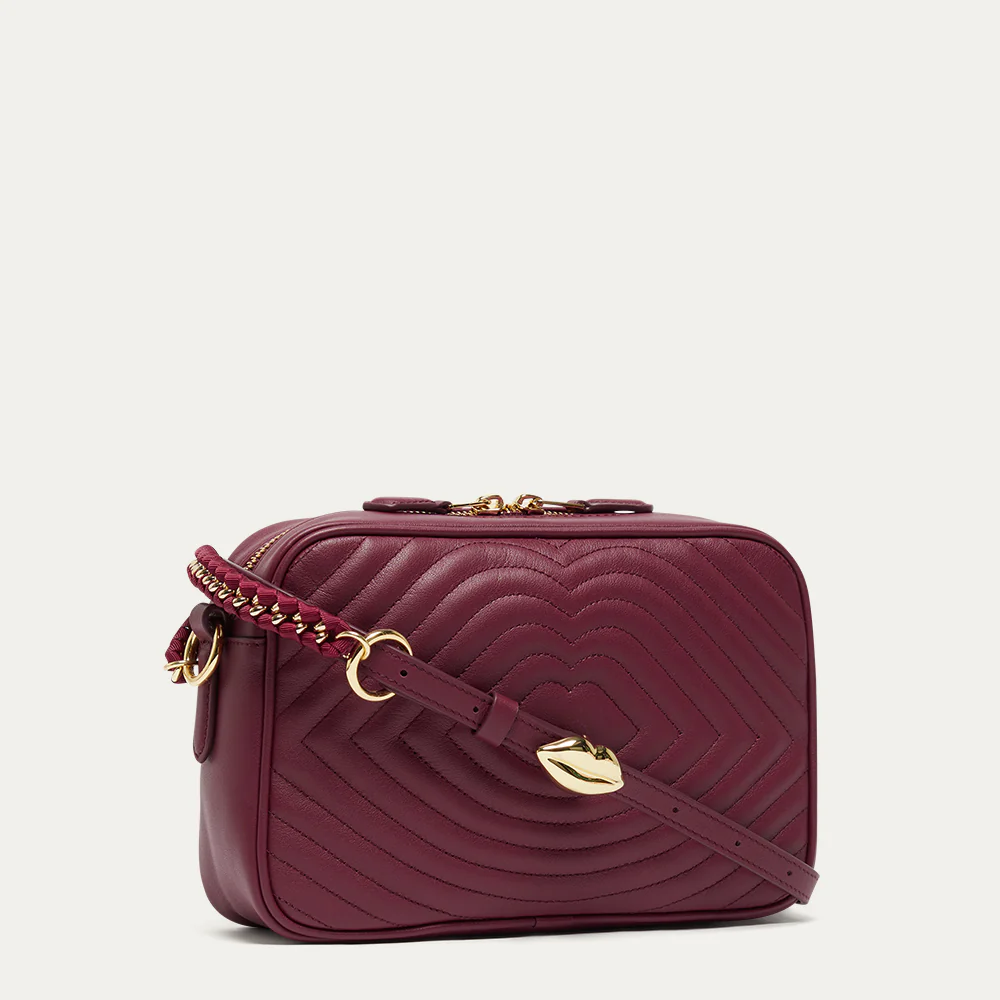 GARNET RED LIP RIPPLE QUILTED LEATHER BELLA CROSSBODY BAG - Image 2