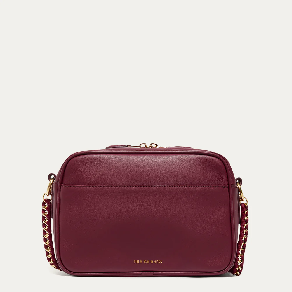 GARNET RED LIP RIPPLE QUILTED LEATHER BELLA CROSSBODY BAG - Image 3
