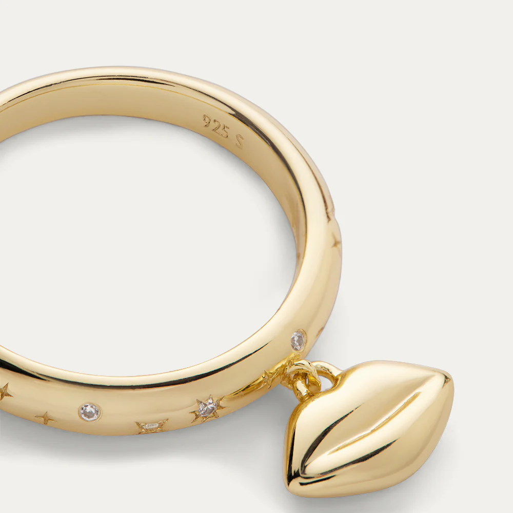 14K GOLD PLATED COSMIC LIP PENDANT RING - Image 3