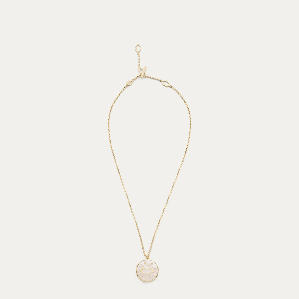 14K GOLD PLATED COSMIC MOTHER OF PEARL PENDANT NECKLACE