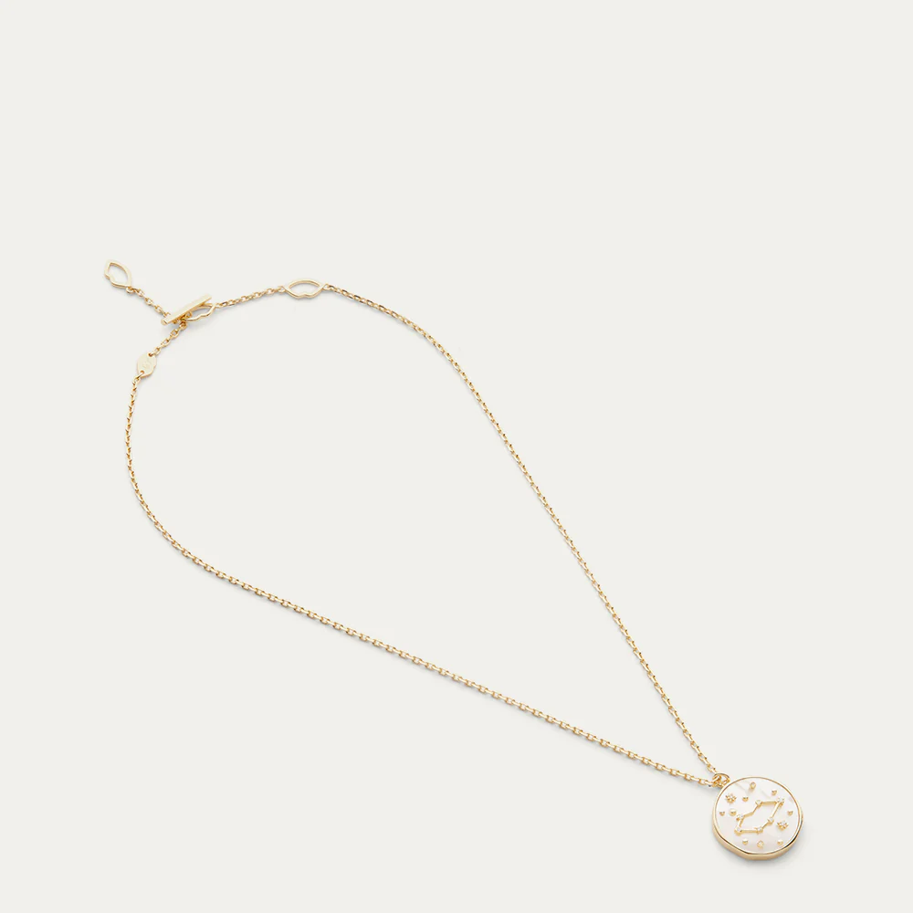 14K GOLD PLATED COSMIC MOTHER OF PEARL PENDANT NECKLACE - Image 2