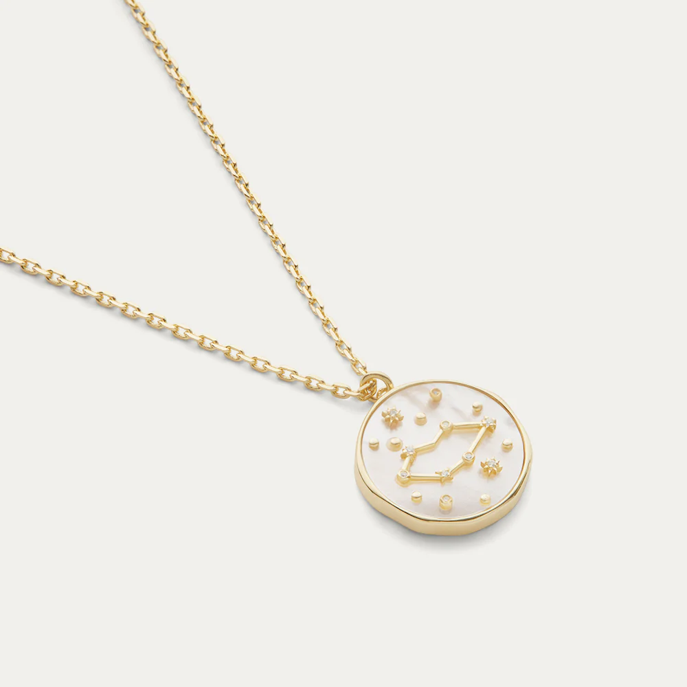14K GOLD PLATED COSMIC MOTHER OF PEARL PENDANT NECKLACE - Image 3
