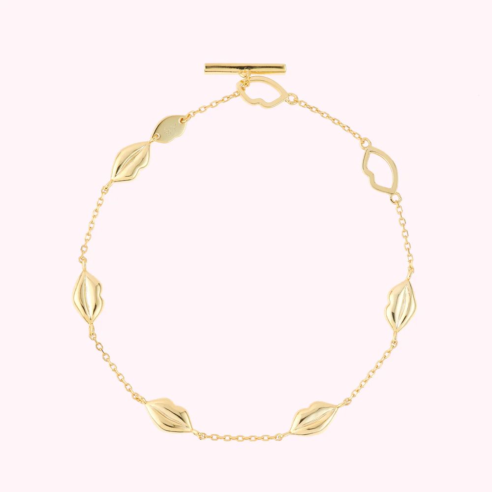 14K GOLD PLATED LUNA LIP CHAIN BRACELET