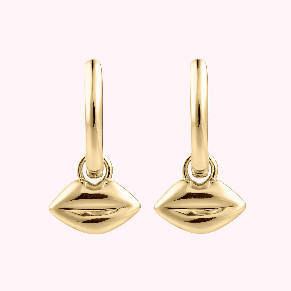 14K GOLD PLATED LUNA LIP SMALL HOOP EARRINGS - Image 2