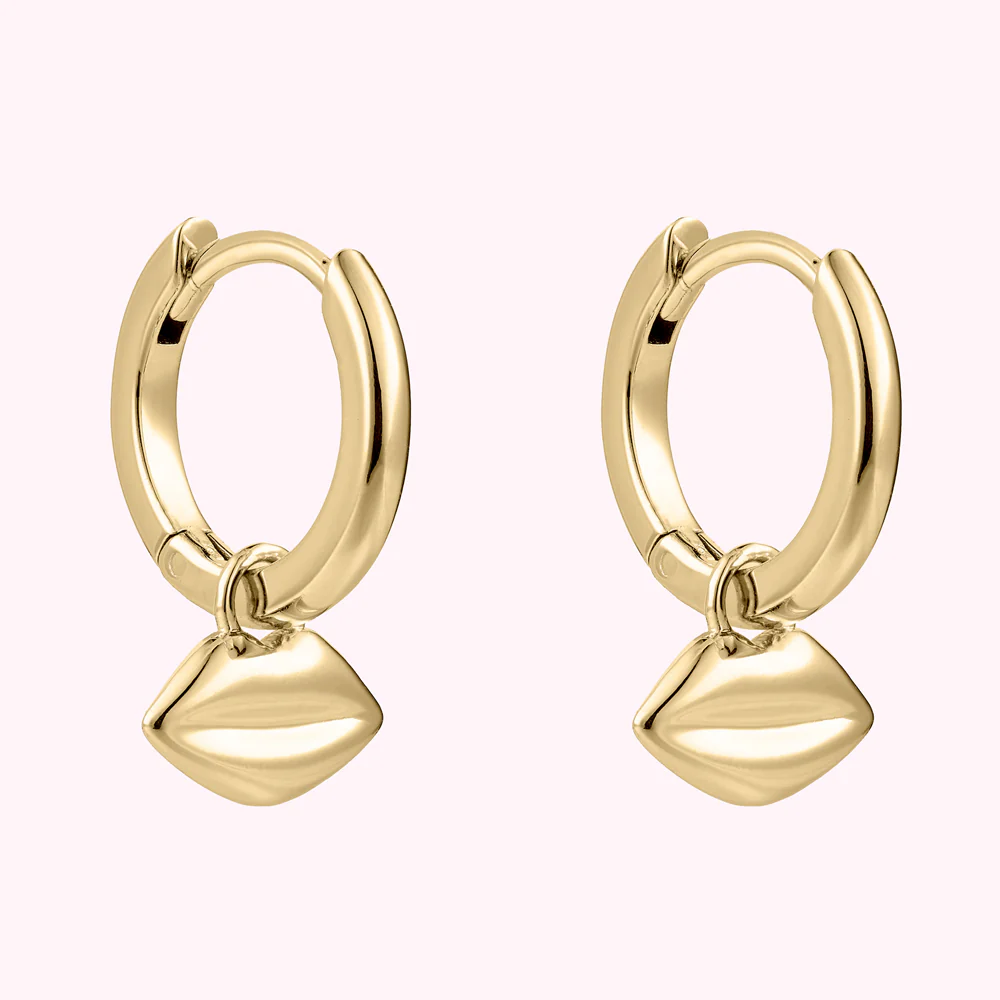 14K GOLD PLATED LUNA LIP SMALL HOOP EARRINGS - Image 3