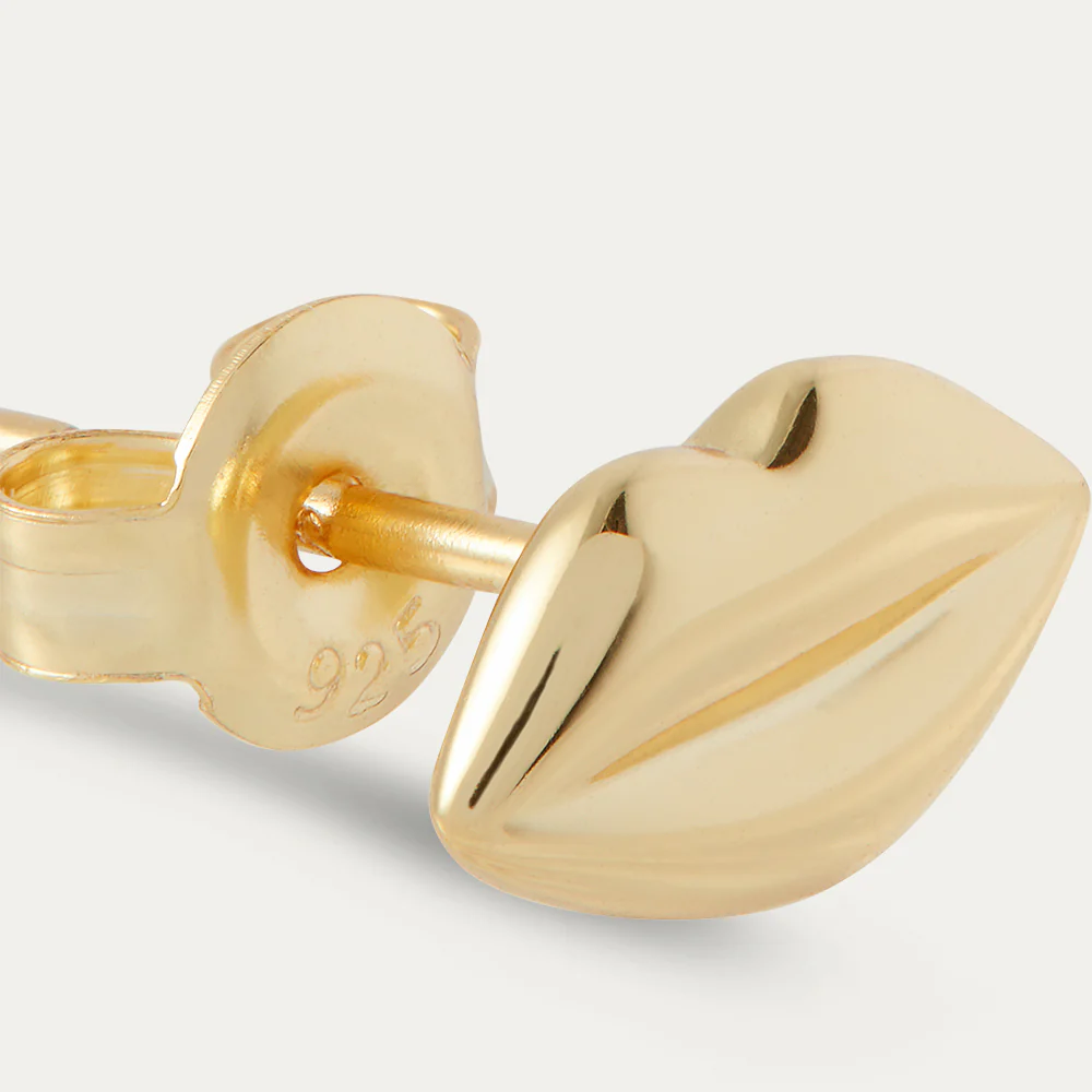 14K GOLD PLATED LUNA LIP STUD EARRING - Image 3
