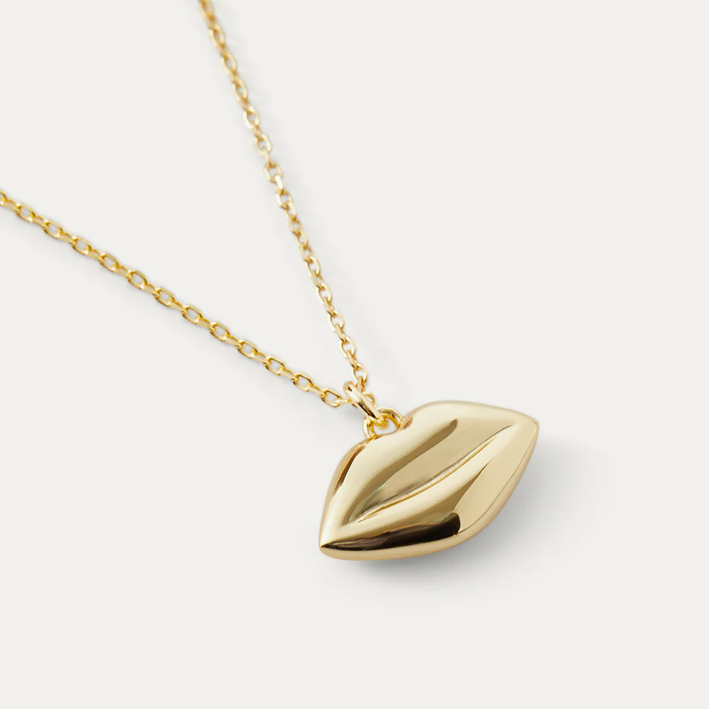 14K GOLD LUNA PENDANT NECKLACE & HOOP EARRINGS - Image 2