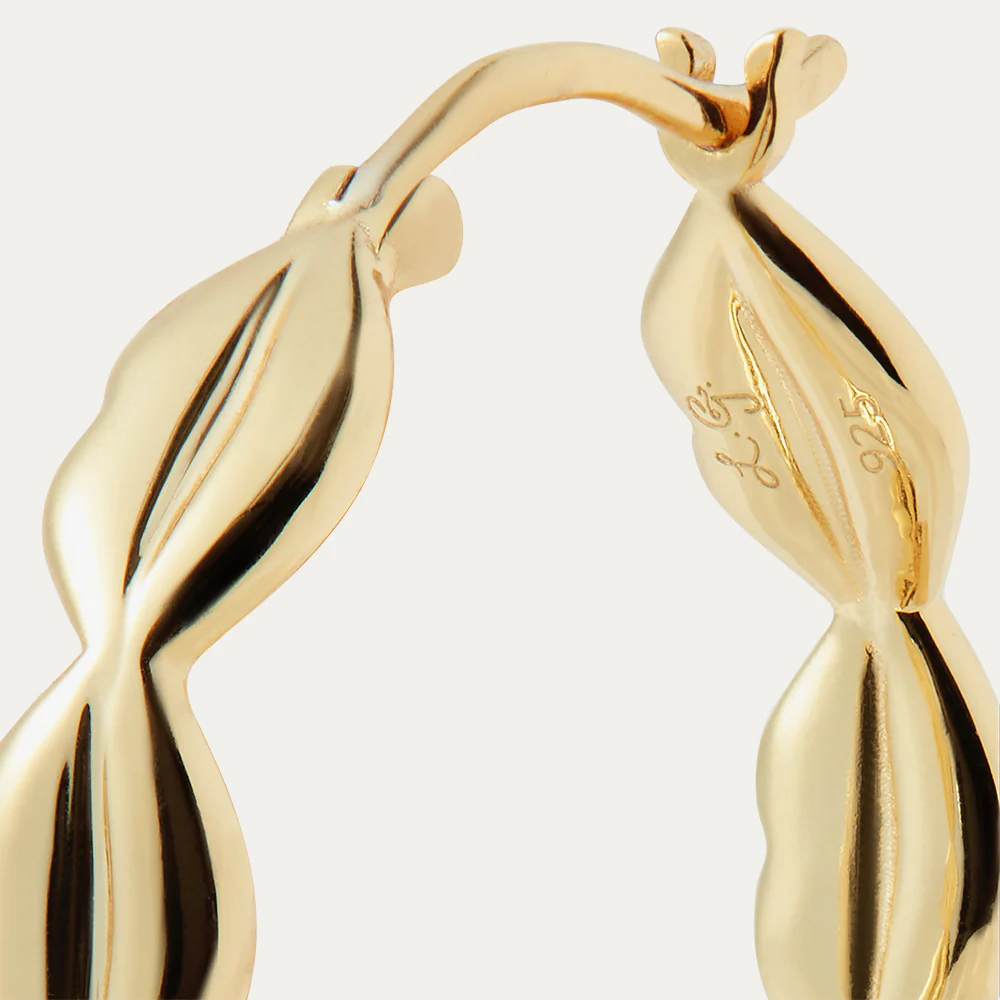 14K GOLD LUNA PENDANT NECKLACE & HOOP EARRINGS - Image 5