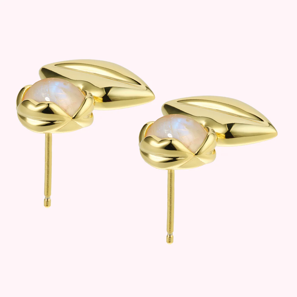 14K GOLD PLATED MOONSTONE LUCIA LIP DROP EARRINGS - Image 3