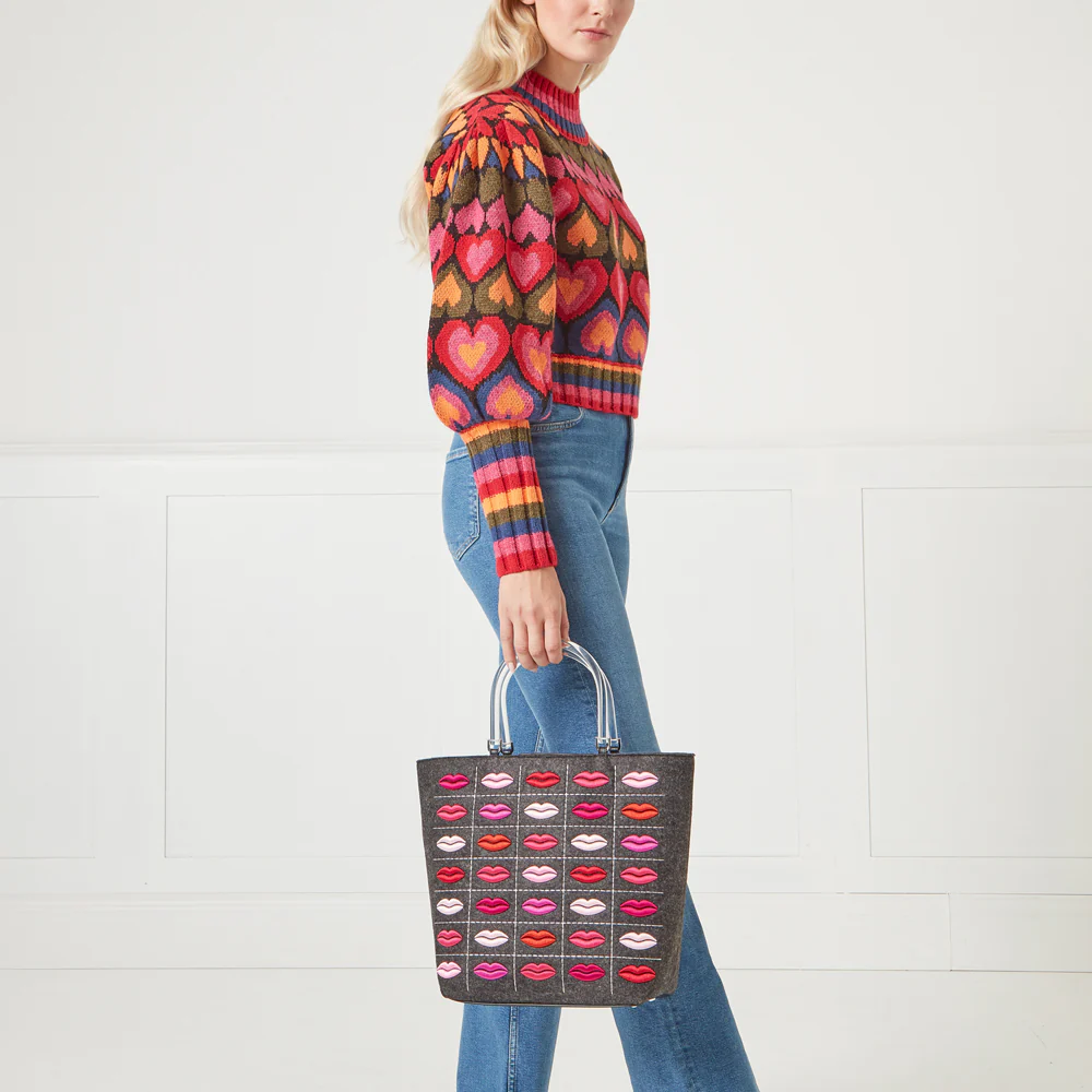 GREY MULTI LIPS LOLLY TOTE BAG - Image 7