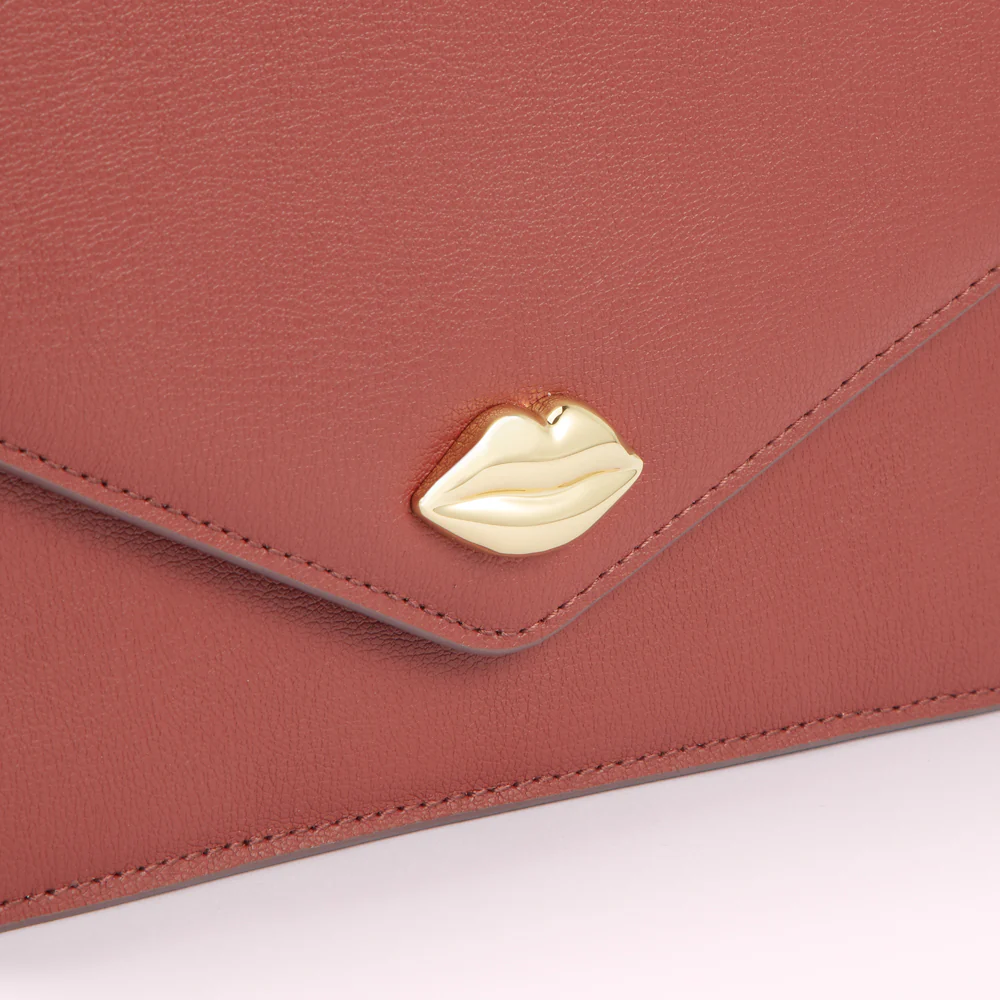HENNA TEXTURED LEATHER RUDY CLUTCH BAG - Image 3