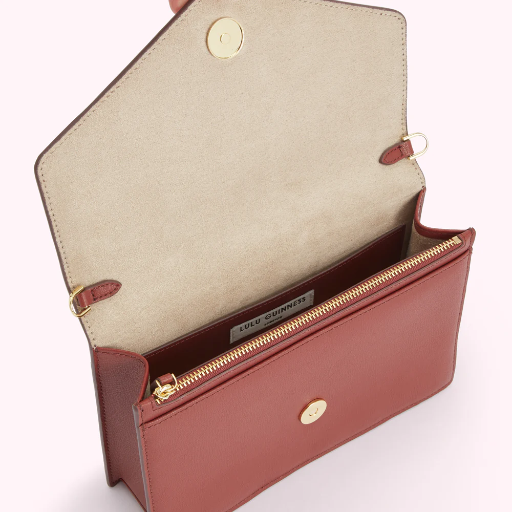 HENNA TEXTURED LEATHER RUDY CLUTCH BAG - Image 4
