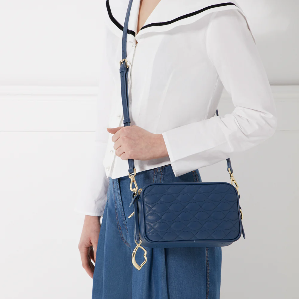 INDIGO QUILTED LIP ASHLEY LEATHER CROSSBODY BAG - Image 8