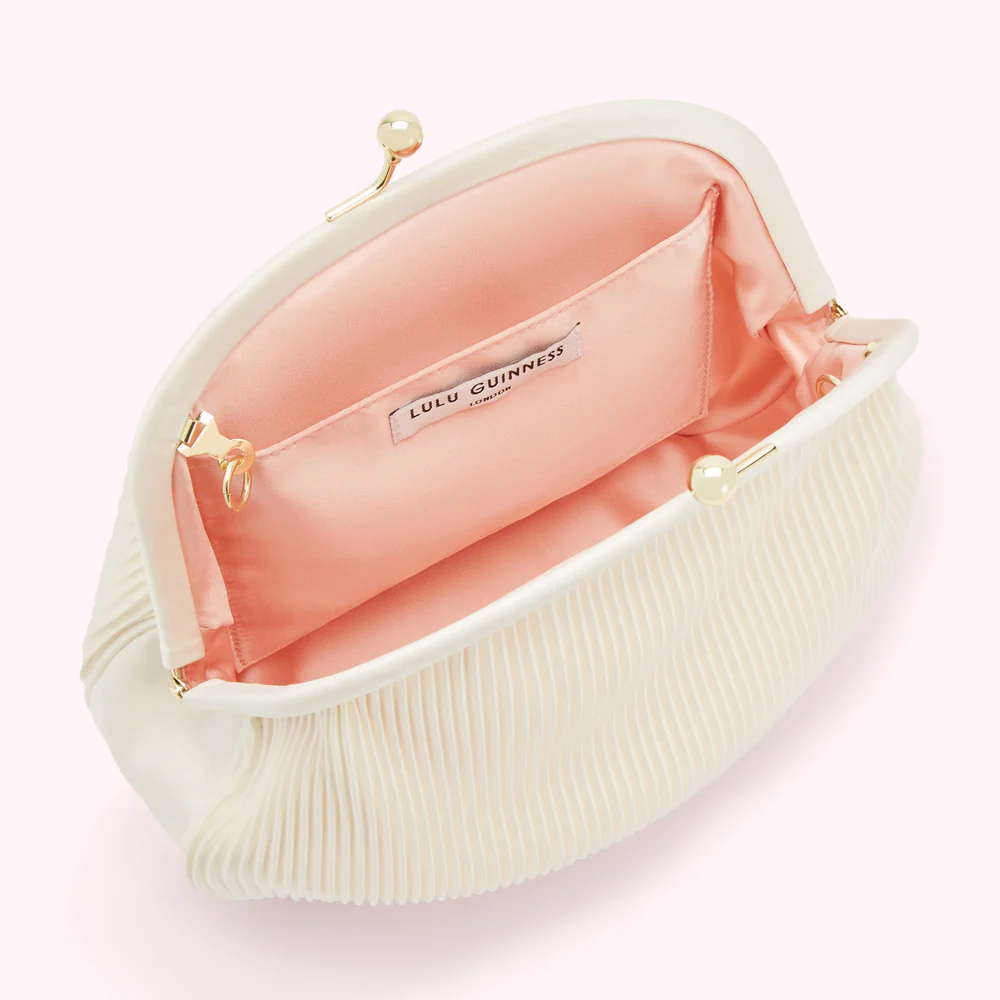 PEARL SATIN PLISSE LOIS CLUTCH - Image 5