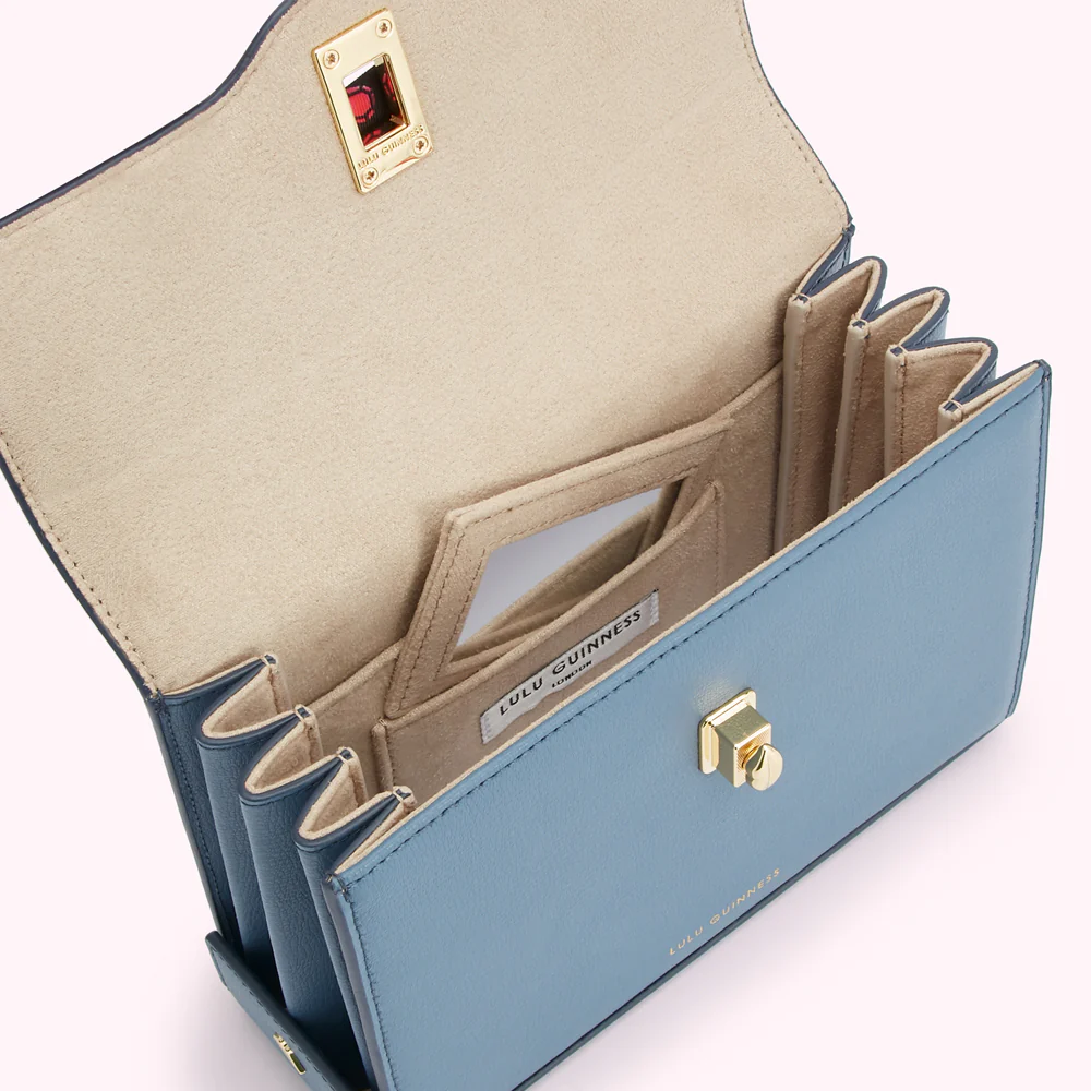 AIRFORCE BLUE MEDIUM TURNLOCK QUEENIE HANDBAG - Image 3