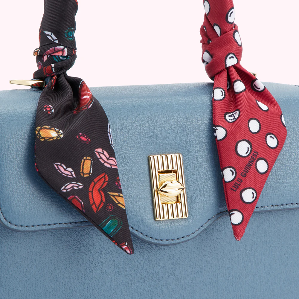 AIRFORCE BLUE MEDIUM TURNLOCK QUEENIE HANDBAG - Image 4