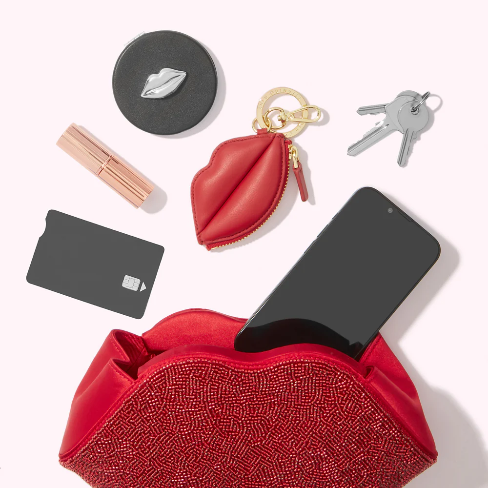 LULU RED BEADED LIP FAYE CLUTCH - Image 5