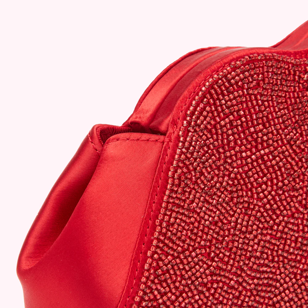 LULU RED BEADED LIP FAYE CLUTCH - Image 6