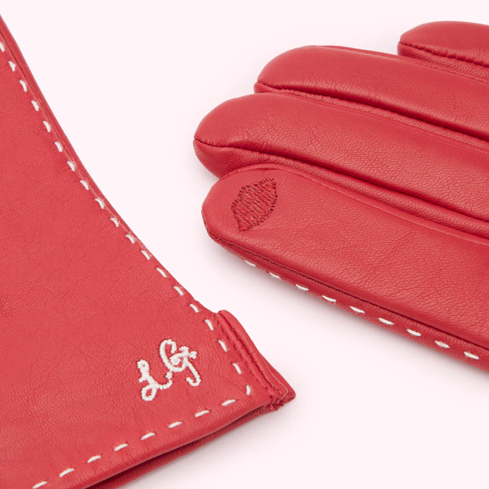 LULU RED CONTRAST STITCH KYLE LEATHER GLOVE - Image 3